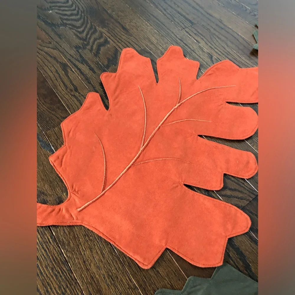 Croft & Barrow 4-Piece Burnt Orange/Green Leaves Cut-Out Microsuede Placemats